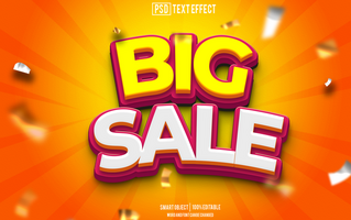 big sale text effect, font editable, typography, 3d text psd