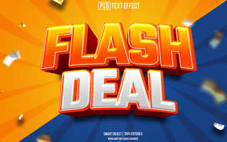 flash deal text effect, font editable, typography, 3d text psd
