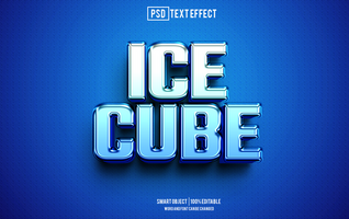 ice cube text effect, font editable, typography, 3d text psd