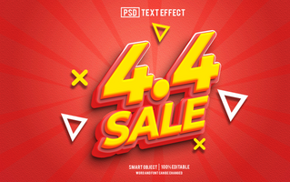 4 4 sale text effect, font editable, typography, 3d text psd