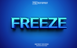 freeze text effect, font editable, typography, 3d text psd