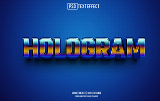 hologram text effekt, font redigerbar, typografi, 3d text psd