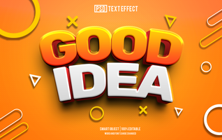 good idea text effect, font editable, typography, 3d text psd