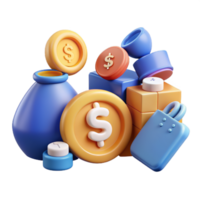 3d geld icoon set. concept van cashback en maken geld. png