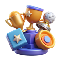 Awards icon set. cup prize award golden trophy, stars and goblets. UI Achievement Badges. png