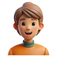 3d character people close up portrait, smiling nice, 3d Avartar or icon, png