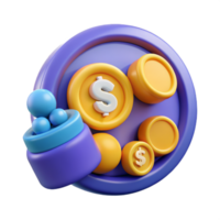 3d dinero icono colocar. concepto de devolución de dinero y haciendo dinero. png