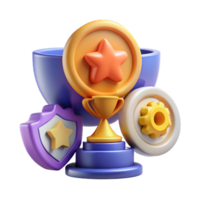 Awards icon set. cup prize award golden trophy, stars and goblets. UI Achievement Badges. png