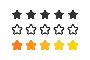 Rating stars from one to five icon set. Customer product rating review symbol. From red to yellow, bad to good grade. Line flat and colored style icon for web design. Vector illustration.