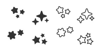 icono conjunto con brillante linda estrellas. sencillo línea y plano ilustración. vector