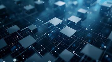 Blue Geomatric Futuristic Grid Modern Technology Background Generative AI photo