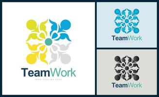 team work connection people pattern logo design template for brand or company and other vector