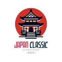 Japón clásico japonés templo amanecer logo modelo diseño para marca o empresa y otro vector