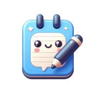 AI generated 3d icon of pencil and notepad, perfect for educational, business, office, or creative design concepts. png