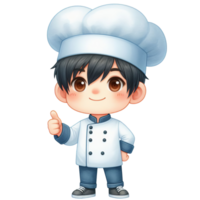 AI generated Cartoon chef with thumbs up, suitable for food blogs, restaurant menus, cooking classes posters, culinary websites, and cooking tutorials. png