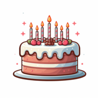 AI generated Birthday cake with candles and strawberries, perfect for celebratory occasions like birthdays, anniversaries, parties, gatherings, and special events. png