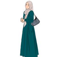 contento eid mubarok cartone animato muslimah png