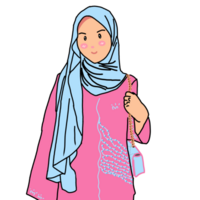 Hijab girl sling bag with full color dress png