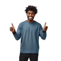 AI generated Portrait of young man pointing with surprised expression attractive cheerful amazed, isolated on white background png