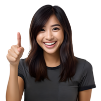 ai generiert Porträt von asiatisch jung Frau glücklich lächelnd png