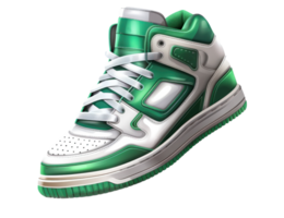 AI generated a pair of white and green sneakers on a transparent background png