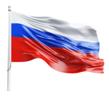 AI generated russia flag flying in the wind isolated on white background png