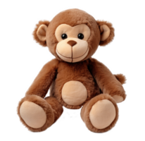 AI generated small monkey stuffed animal and its ears on transparent background png