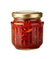 AI generated a jar containing sauce with chili in it png