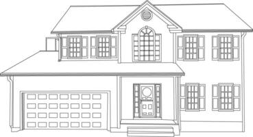 One line drawing house vector