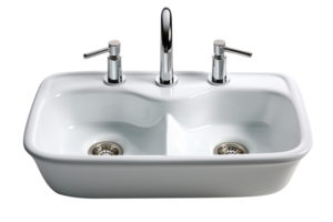 AI generated Ceramic kitchen sink isolated on transparent background png