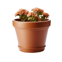 AI generated A clay flower pot isolated on transparent background png