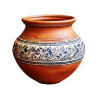 AI generated A colorful clay pot isolated on transparent background png
