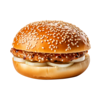 ai generiert Hähnchen gebraten Burger isoliert auf transparent Hintergrund png