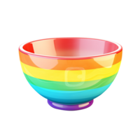 AI generated Rainbow color ceramic bowl isolated on transparent background png