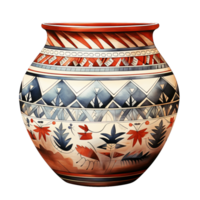 AI generated Colorful clay pot isolated on transparent background png