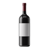 AI generated Red wine bottle with white label isolated on transparent background png