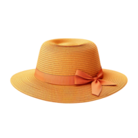 AI generated Yellow straw hat isolated on transparent background png