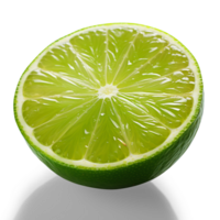 ai gerado metade do verde Lima citrino fruta isolado em transparente fundo png