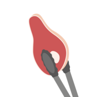 Tongs with raw steak. Eating and cooking single icon in cartoon style symbol stock illustration web. png