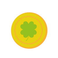 Coin clover line color icon, St. Patrick's Day and holiday, four leaf on coin png