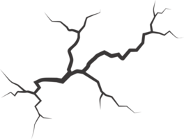 parete crepe con rotto struttura. terra terremoto effetto. buco Linee su terra e Ghiaccio. roccia distruzione graffiare. png