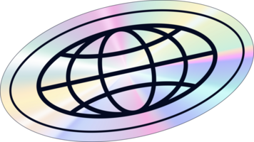 Y2k holographic globe sticker png