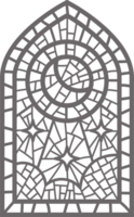 Iglesia vaso ventana. manchado mosaico católico marco con religioso símbolo. contorno Luna ilustración png