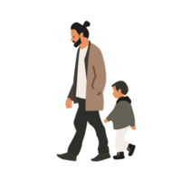 AI generated Stylish Man with Child Walking , Transparent Background, Loose and Fluid Style png