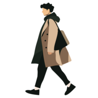 AI generated Stylish Man Walking , Transparent Background, Loose and Fluid Style png