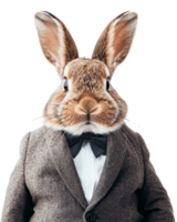 AI generated Anthropomorphic Rabbit Wearing Suit on Transparent Background png