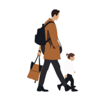 ai generado elegante hombre caminando con niño, transparente fondo, suelto y fluido estilo png