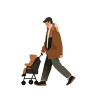 AI generated Stylish Man Walking with Child, Transparent Background, Loose and Fluid Style png