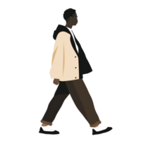 ai generado elegante negro hombre caminando , transparente fondo, suelto y fluido estilo png