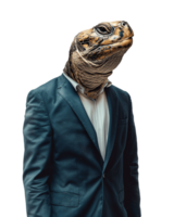 AI generated Anthropomorphic Turtle Wearing Suit on Transparent Background png